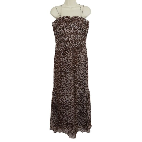 JS Collections Womens 8 Animal Leopard Cheetah Print Spaghetti Strap Shift Dress - Picture 1 of 11